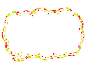 ステンドグラス風吹き出し　三角形模様　細長い雲形