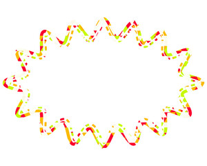 ステンドグラス風吹き出し　三角形模様　細長い丸みのあるギザギザした形