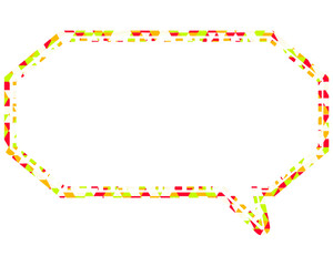 ステンドグラス風吹き出し　三角形模様　細長い八角形