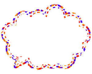 ステンドグラス風吹き出し　三角形模様　丸みのある雲形