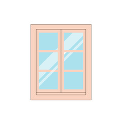 Obraz premium wooden window with glass and door vector illustration