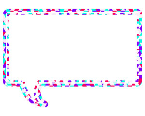 ステンドグラス風吹き出し　三角形模様　四角形