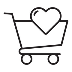 Shopping cart with heart icon