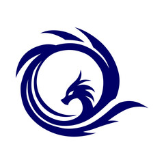 Elegant Blue Dragon in Circular Emblem