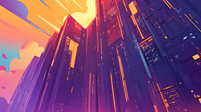 High-rise data centers colorful illustration
