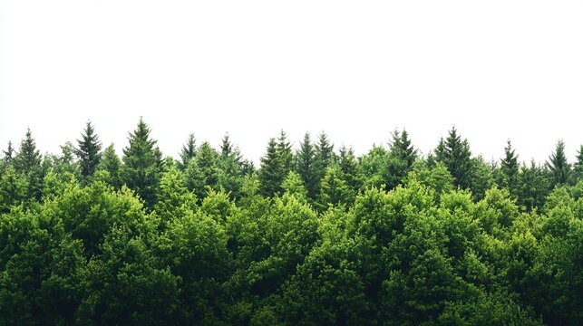 Lush green forest canopy with tall evergreen trees view park woods fresh plant image nature leaves