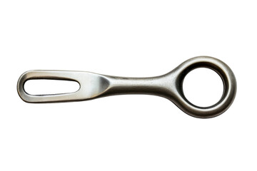 Sturdy metal loop fastener detail shot industrial hardware strong grey tones simple design close up