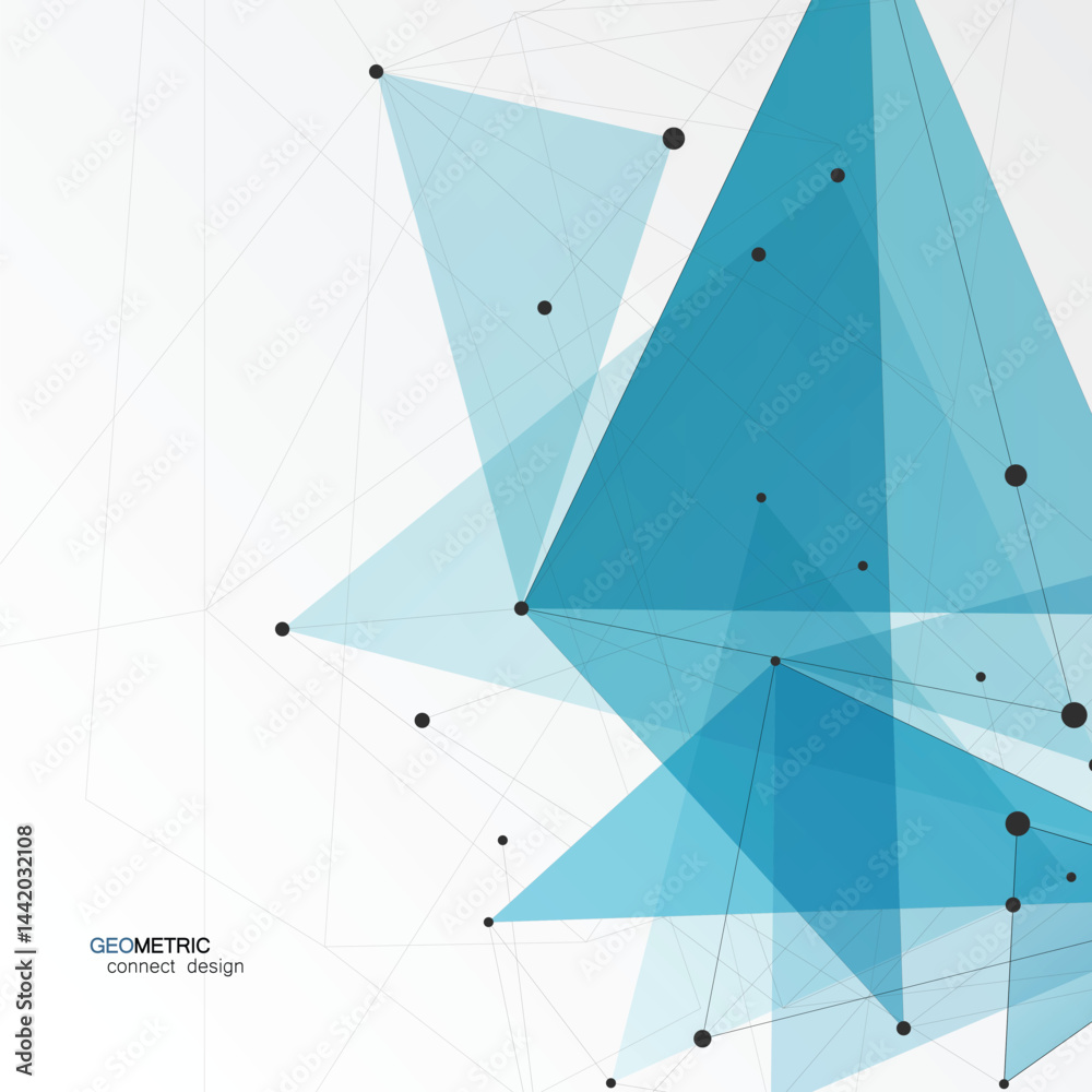 Poster abstract triangles connect design. geometric texture background. scientific vector technology