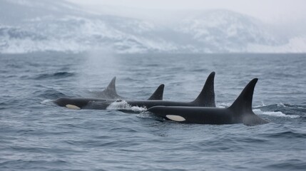 Fototapeta premium Orca Pod in Cold Waters
