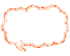 ステンドグラス風吹き出し　三角形模様　細長い雲形