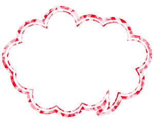 ステンドグラス風吹き出し　三角形模様　丸みのある雲形