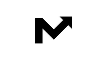 letter M in financial shape, black isolated silhouette