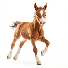 Fototapeta premium American foal, full-body shot, running towards the camera, isolated on a white background