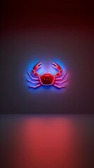 Minimalistic cancer zodiac sign logo illuminated in neon style against a dark background creating a modern aesthetic