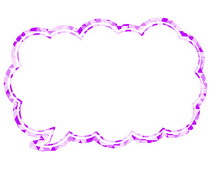 ステンドグラス風吹き出し　三角形模様　細長い雲形