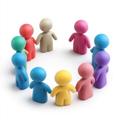 Colorful figurines holding hands in a circle.