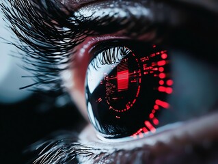 Close-up of eye with digital interface
