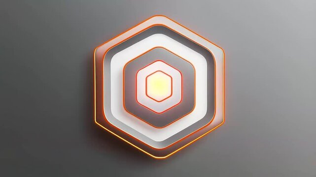Abstract animation hexagonal core pulsating orange lights sleek modern technological design