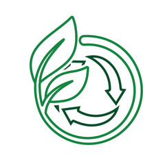 recycle icon. sustainability symbol with plants. reuse, eco, used goods, green energy web icon. line design style