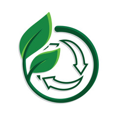 recycle icon. sustainability symbol with plants. reuse, eco, used goods, green energy web icon. mixed design style