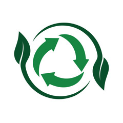 recycle icon. sustainability symbol with plants. reuse, eco, used goods, green energy web icon. solid design style