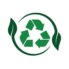 recycle icon. sustainability symbol with plants. reuse, eco, used goods, green energy web icon. solid design style