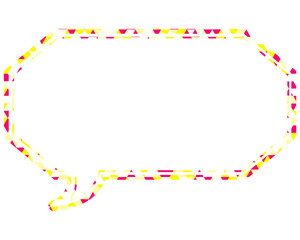 ステンドグラス風吹き出し　三角形模様　細長い八角形
