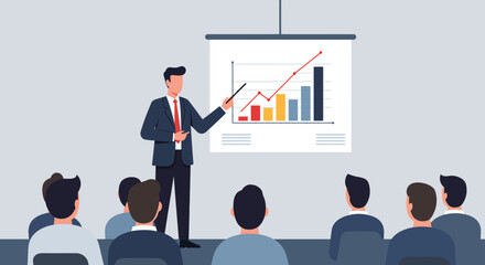 Obraz premium Business presentation with increasing growth chart