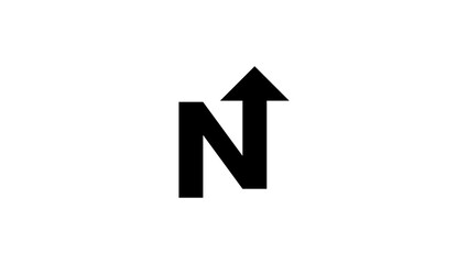 letter N in financial shape, black isolated silhouette