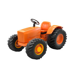 Obraz premium Orange tractor with large tires shown against a colorful background