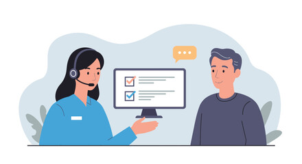Customer support explains survey results to client