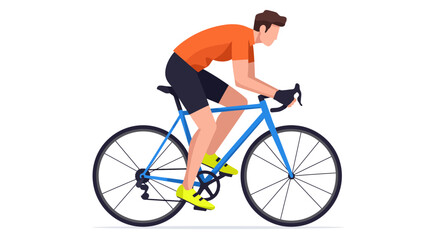 Obraz premium Cyclist riding blue road bike forward