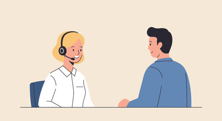 Customer service agent meeting with client
