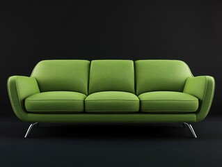 Modern green sofa on a black background for contemporary decor