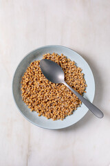 Sprouted Wheat Grains Bowl with Spoon