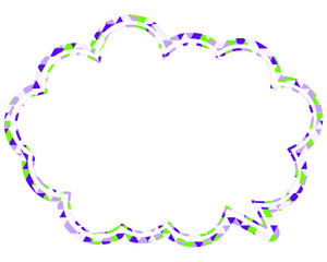 ステンドグラス風吹き出し　三角形模様　丸みのある雲形