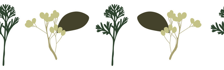 Border leaves and berries on a white background. Hand-drawn illustration. Perfect for spring and summer.	