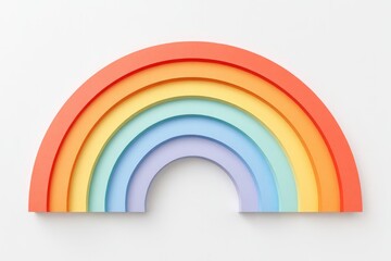Colorful Paper Cutout Rainbow Casting Soft Shadows on a White Background in a Creative Display