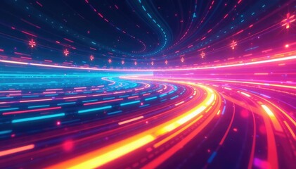 Abstract swirls of vibrant colors creating a dynamic race track , illustration, velocity, abstract