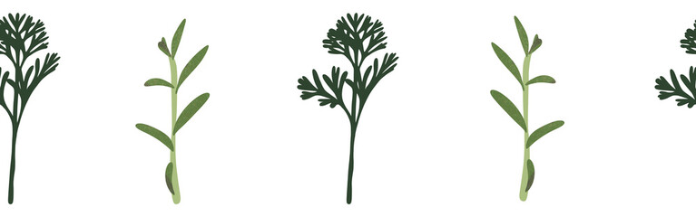 Leaves border on a white background. Hand-drawn illustration. Perfect for spring and summer.	