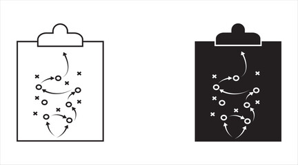 Plan icon set. Strategy to achieve goals. Coach clipboard with team strategy. Vector outline icon with editable stroke. For apps, web and digital design. Vector illustration. Editable colors