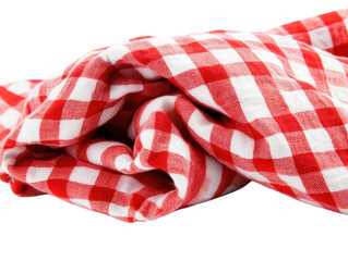 Fototapeta premium A red-and-white checkered picnic blanket spread out on a flat surface. transparent PNG