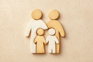 Puzzle Pieces Create an Abstract Representation of a Family With Two Parents and Two Children in Warm Colors