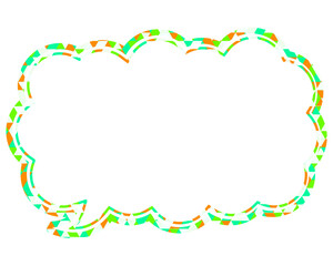 ステンドグラス風吹き出し　三角形模様　丸みのある雲形