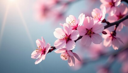 Obraz premium Delicate pink sakura blossoms, intricate branch pattern , sakura, cherry blossom, background