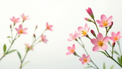 Obraz premium Delicate, small-scale floral sprigs on white background, summer, textile