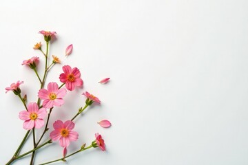 Obraz premium Delicate, small-scale floral sprigs on white background, print, simple, pattern