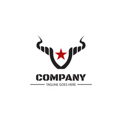 Head bull with star design logo template