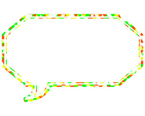 ステンドグラス風吹き出し　三角形模様　細長い八角形