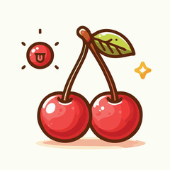 cherry, fruit, red, berry, sweet, cherries, fresh, food, illustration, juicy, leaf, vector, background, organic, cute, set, natural, isolated, design, green, summer, bow, ripe, ribbon, delicious, vint